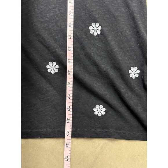 TALBOTS Womens Floral Embroidered Split V-Neck 3/4 Sleeve Slub Tunic Top Sz Sp - Picture 10 of 11